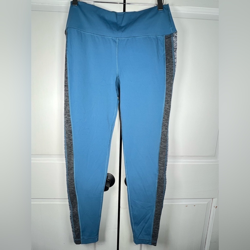 Vuori Racer High-Rise Leggings In Teal And Heather Gray Paneling Size Large - Picture 2 of 5